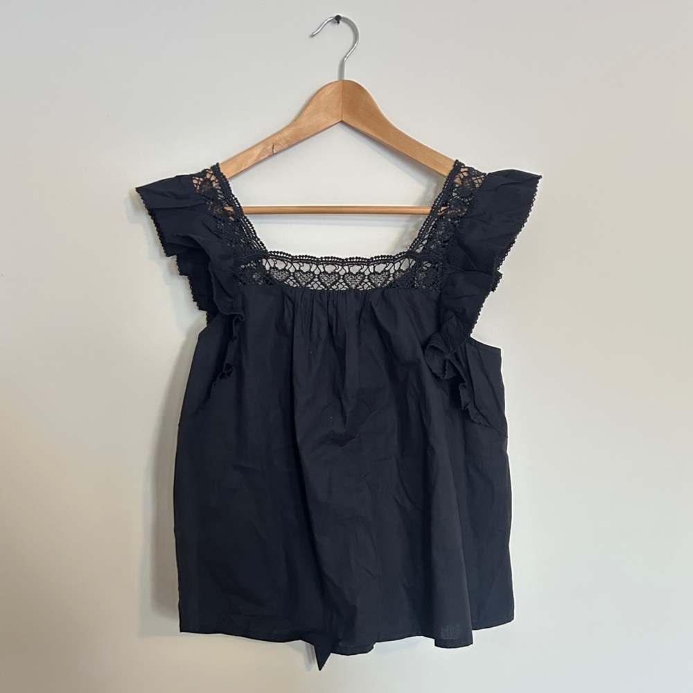 Black Tank Top with Lace and Ruffles